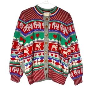 Vintage 1980s Moussie For Susan Bristol Knit Button Up wool cardigan Sweater Med